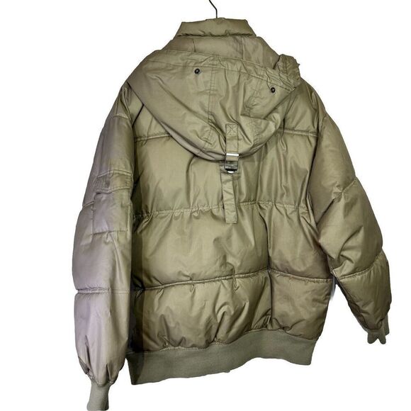 Vintage US Polo Assn Heavy Puffer Jacket Mens Large Beige Zip Button Close -Hood - Picture 6 of 13